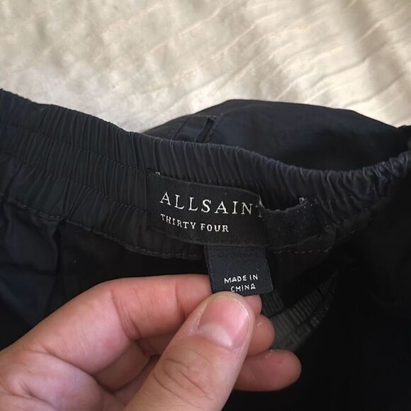 NWT All Saints‎ Mens Black Wide Tapered Fit Elastic Waist Pismo Trouser Size 34 - Picture 11 of 13